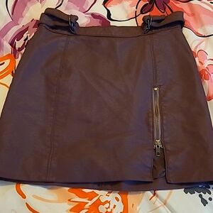 Free People Purple Artificial Leather Mini Skirt Size 0